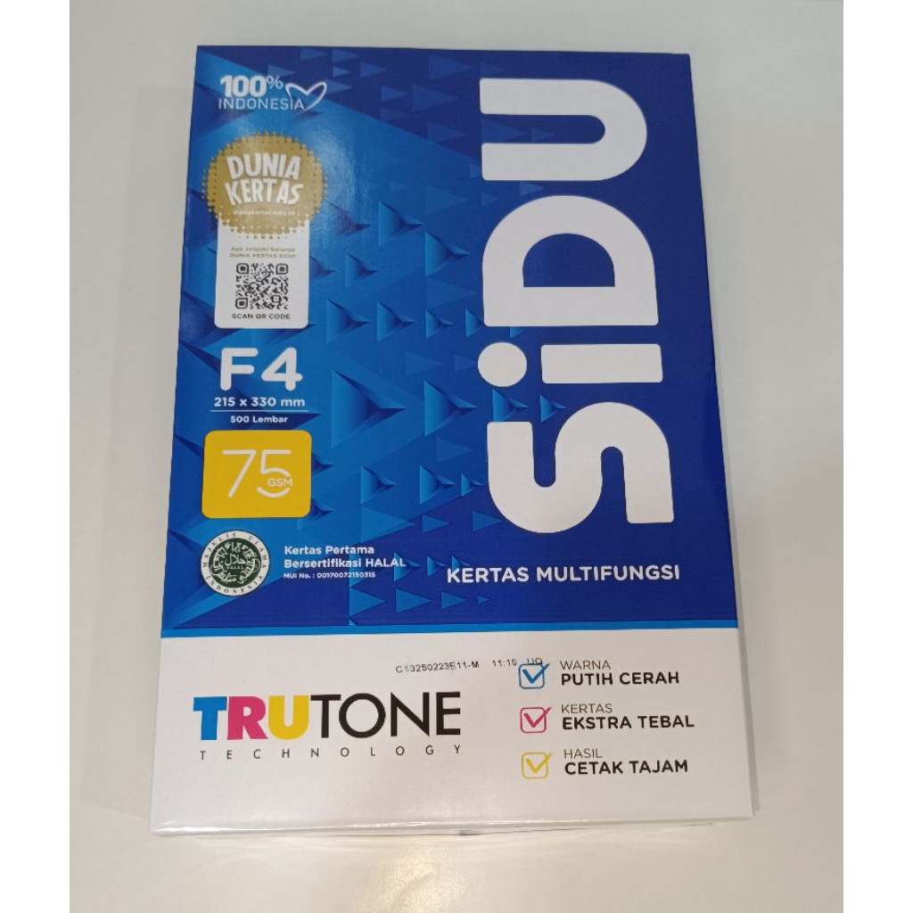 

(Packing Dus) Kertas SiDU F4 HVS Paper Multifungsi 75gsm 500 sheets 500 lembar 215x330mm 1 RIM
