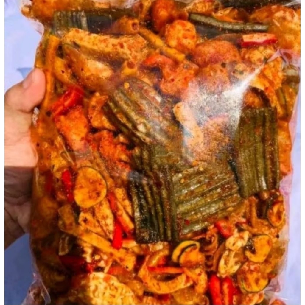 

KERUPUK SEBLAK MIX CAMPUR PEDAS DAUN JERUK 500 GRAM CEMILAN SNACK KERING