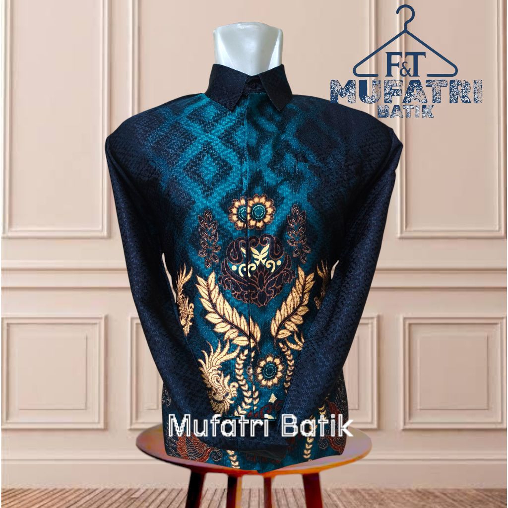 Atasan Batik Bahan Dobby Lapis Furing Warna Hijau Emerald Motif Elegan//batik warna Emerald//seragam