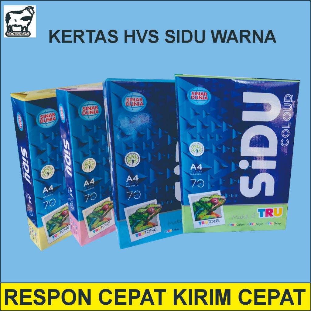 

Sidu Kertas Berwarna HVS 70 gram, Kertas Biru, Merah, Hijau, Kuning
