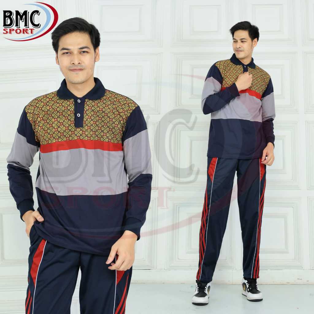 SETELAN BAJU OLAHRAGA BATIK LENGAN PANJANG/ SERAGAM BATIK GURU LENGAN PANJANG