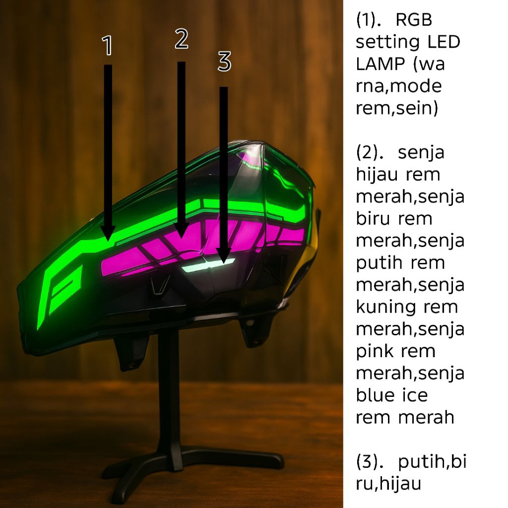 Stoplamp lazy vario led new rgb 125/150 | lazy 3d timbul