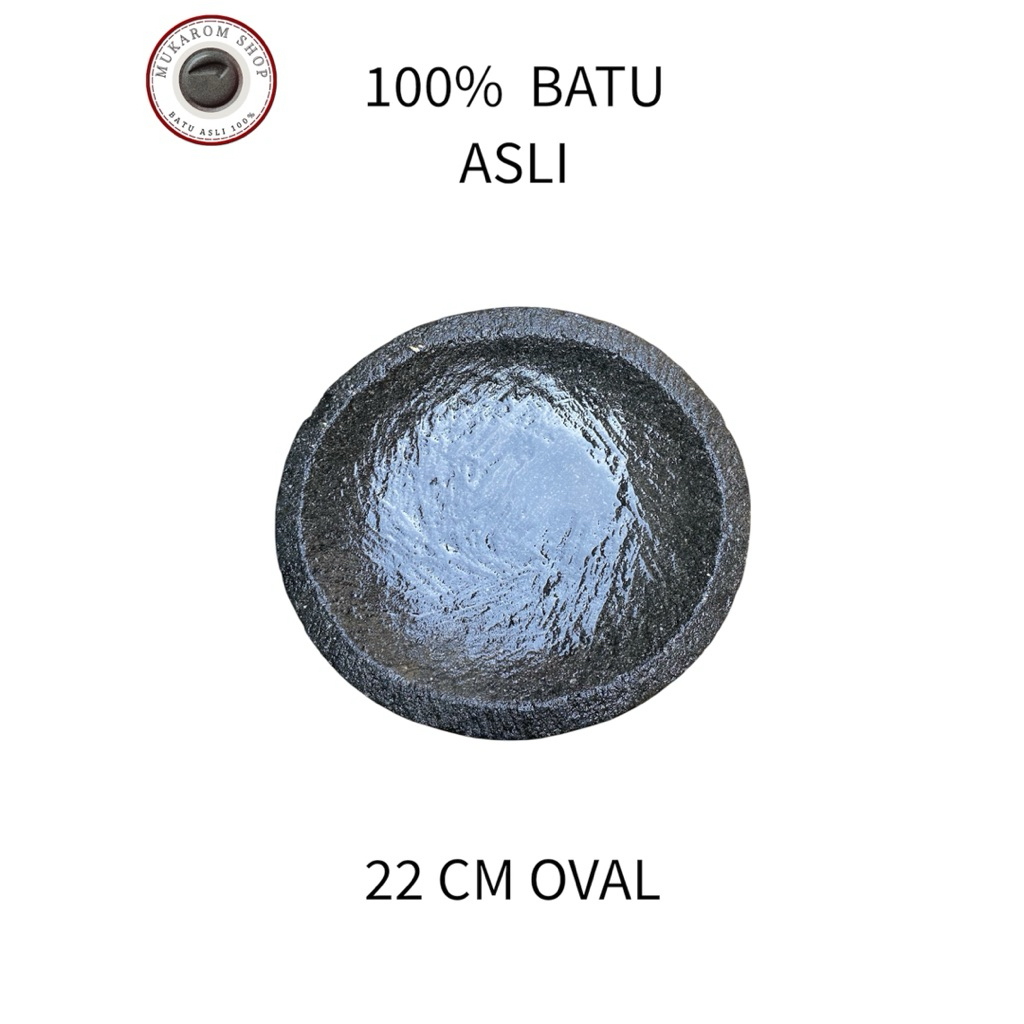cobek batu asli oval ukuran 22 cm fre ulekan