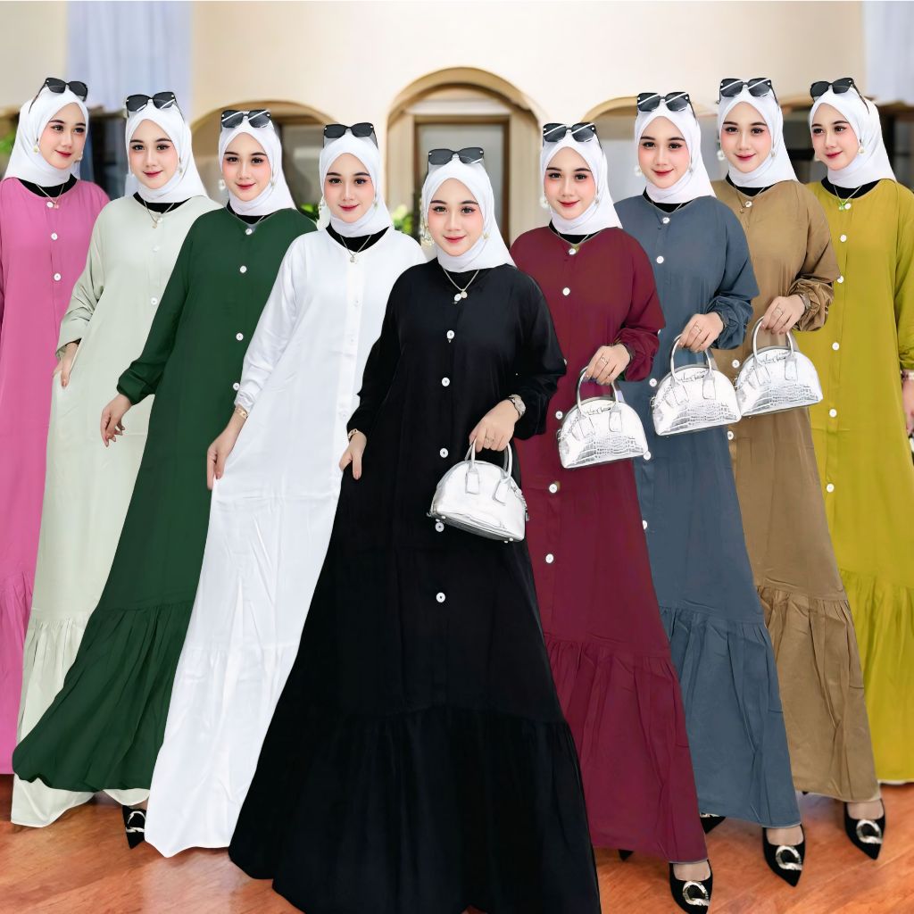 M L XL XXL GAMIS TWILL ORI POLOS TERBARU 2025 REMPEL BAWAH BUSUI FRIENDLY / GAMIS POLOS WANITA POLOS