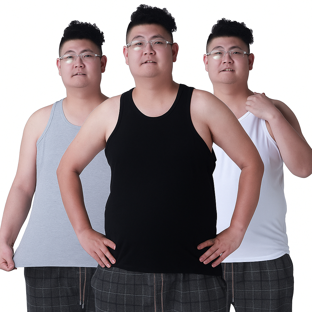 (TERMURAH) 3pcs100K Singlet Paket 3 Singlet Pria Jumbo Katun Stretch Ukuran XXL untuk 100 Kg Pria Ju