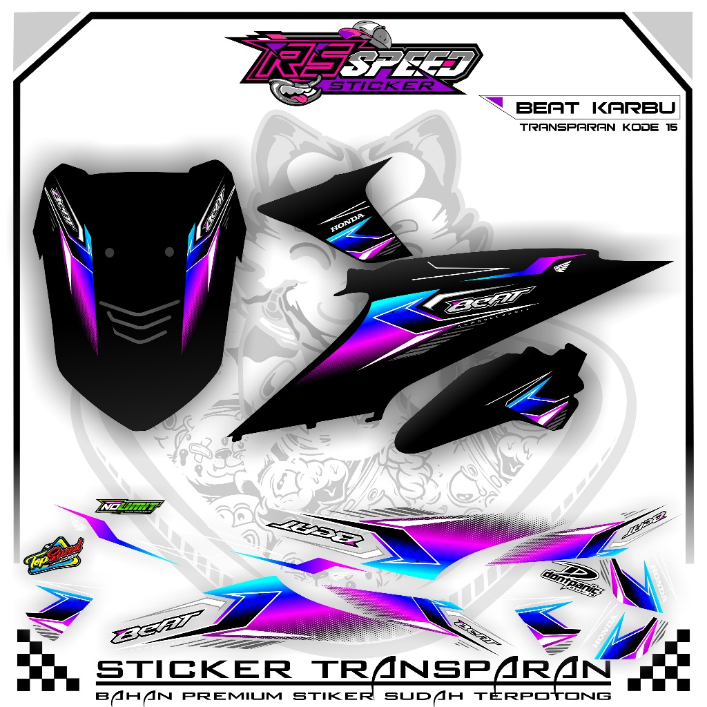STRIPPING BEAT KARBU 2010 VARIASI STIKER BEAT KARBU 2010 UV TRANSPARAN KODE 15 BAHAN PREMUM
