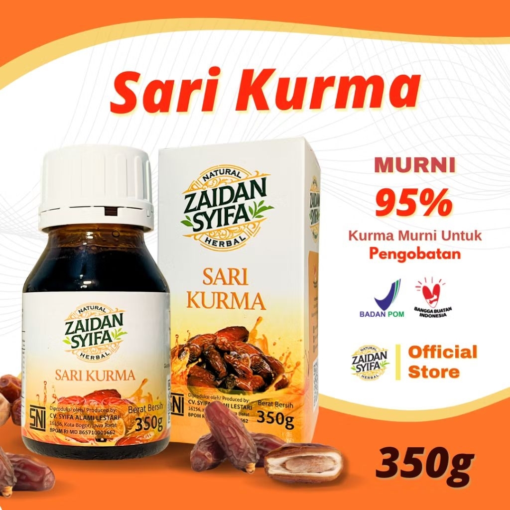

Sari Kurma Natural Zaidan Syifa 350g Kurma Murni 95% Menambah Nafsu Makan & Daya Tahan Tubuh