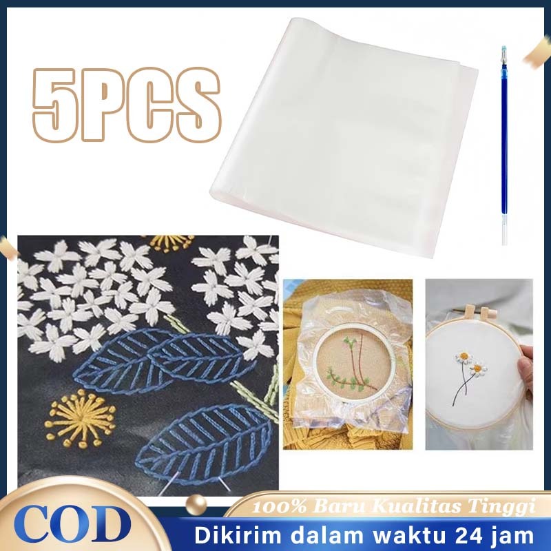 

25x25cm Kertas Sulam Larut Air Water Soluble Paper For Embroidery 5pcs Kertas Bordir Water Soluble Untuk Stabilizer Bordir