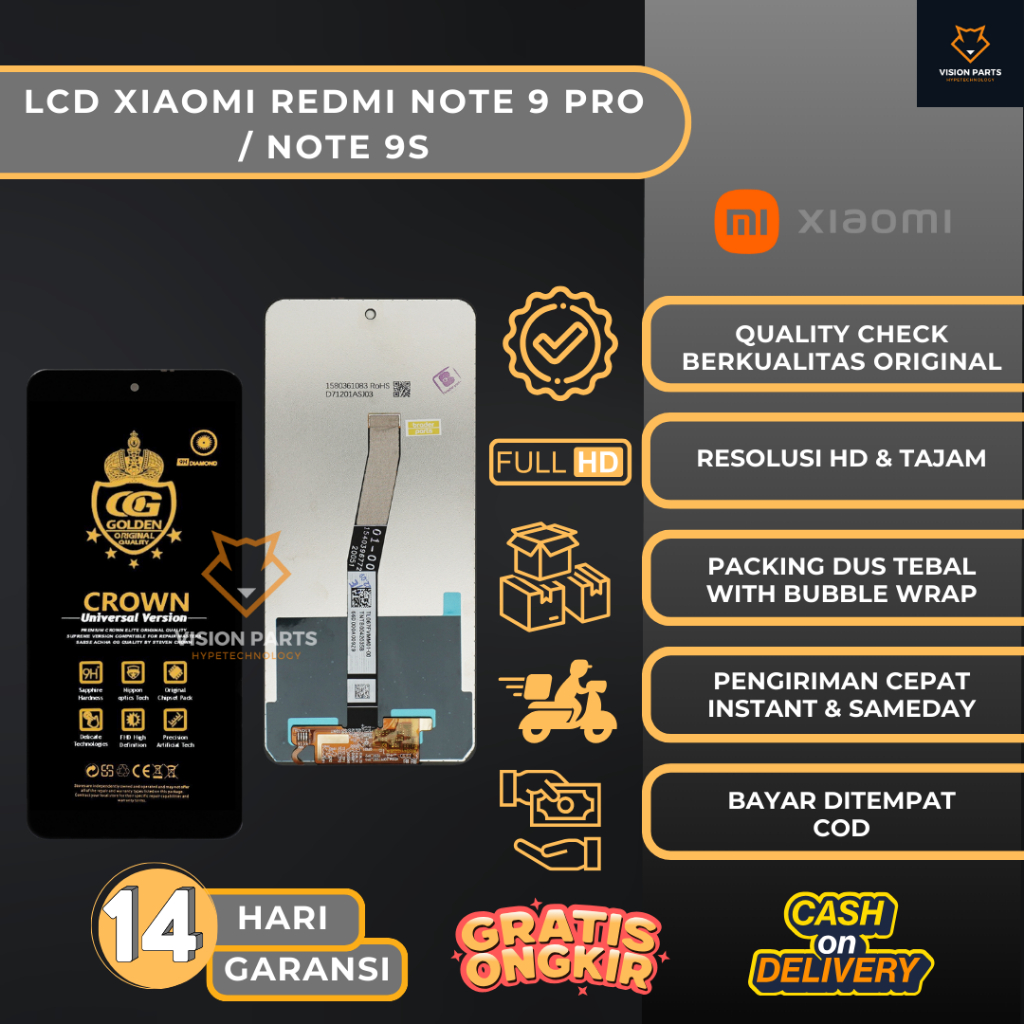 LCD TOUCHSCREEN XIAOMI REDMI NOTE 9 PRO / NOTE 9S ORI FULLSET / LCD REDMI NOTE 9S