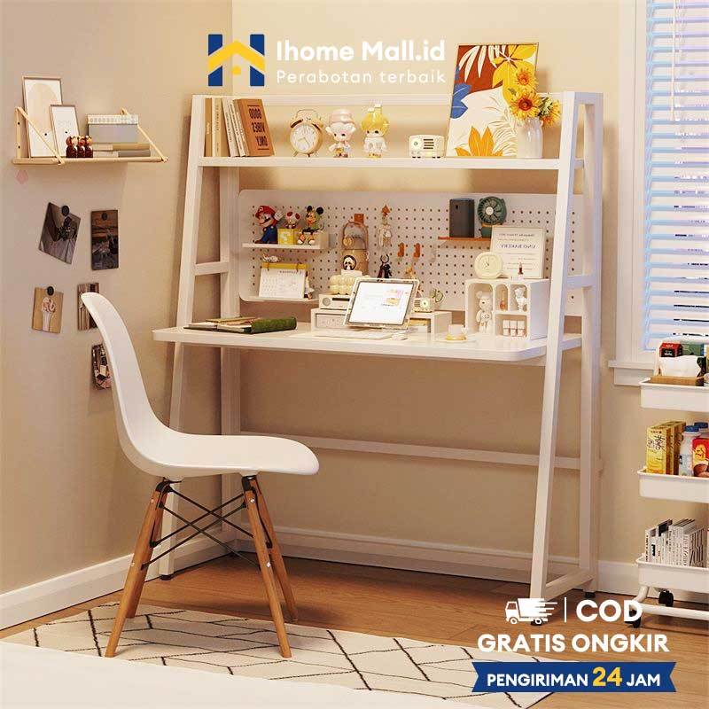 Meja Belajar Dengan Rak Serbaguna Meja Kerja Kayu Meja Tulis Belajar  Meja Komputer Rak Buku