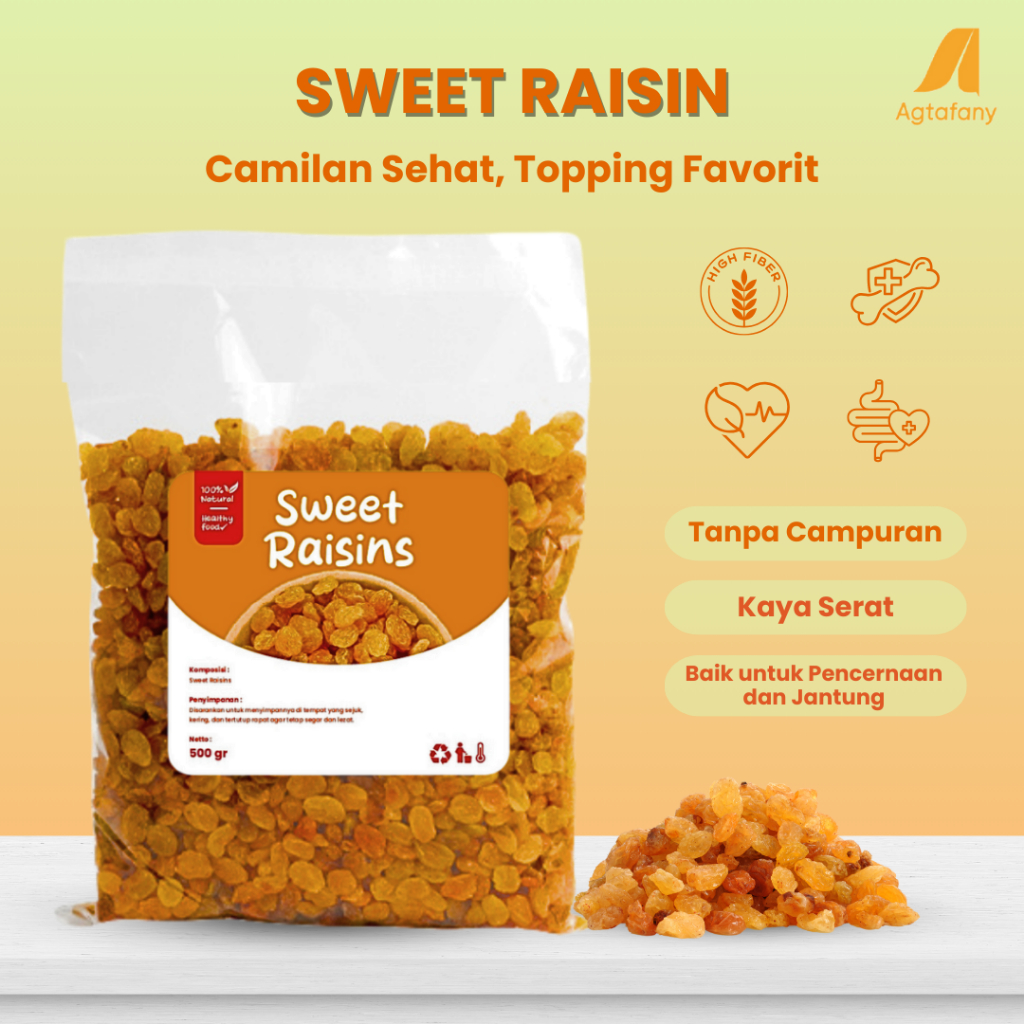 

Kismis Mutiara Manis 1kg Sweet Raisin | Kismis Simin Topping Campuran Camilan Sehat Oleh Oleh Haji dan Umroh