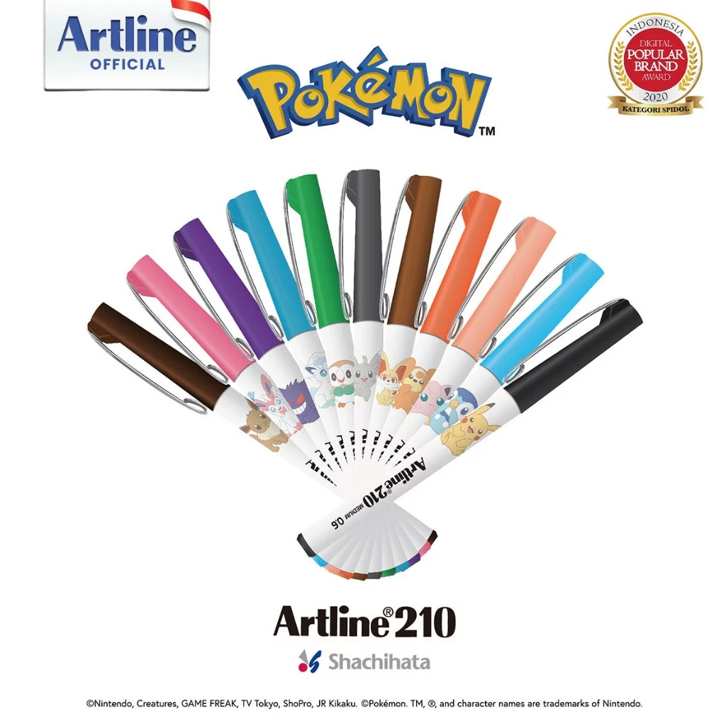 

(live) Artline 210 x Pokemon - Sign Pen 0.6mm / Pulpen Writing Pens EK 210 / EK-210 Set 6 Pcs 6PB1 6PB2