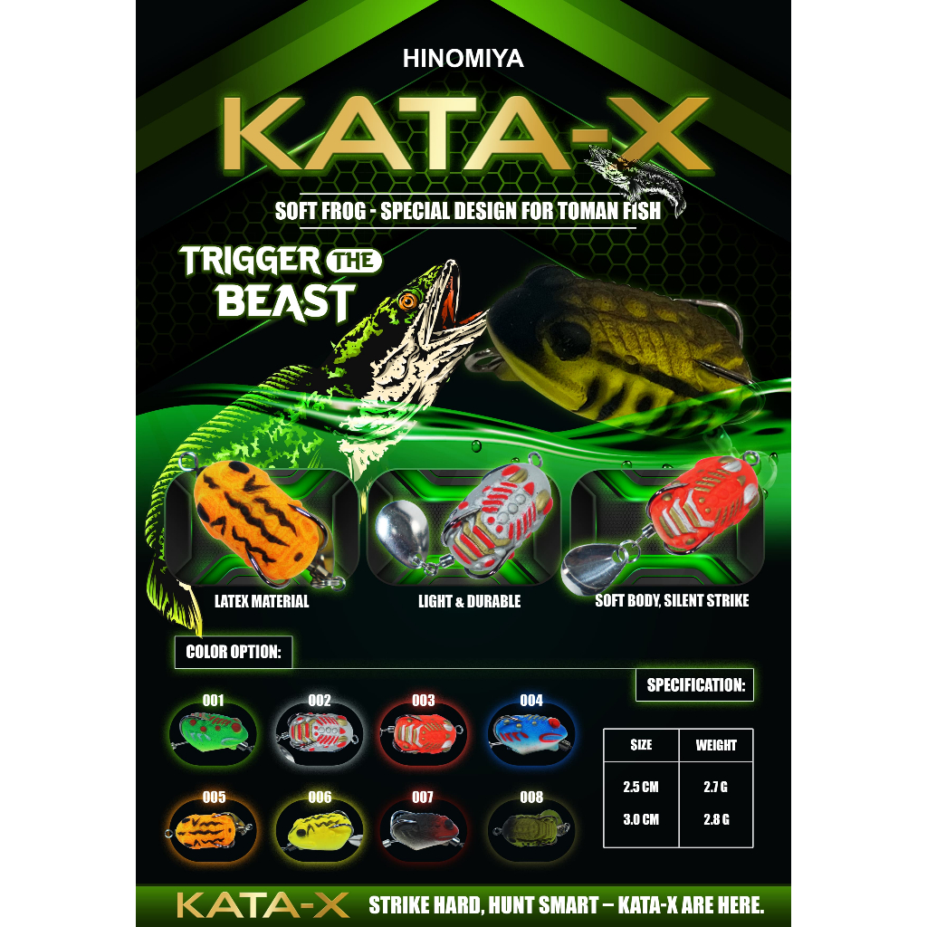 UMPAN HINOMIYA KATA-X / Lure Top Water / Umpan Soft Frog / Umpan Casting Toman / Lure Terbaru Origin