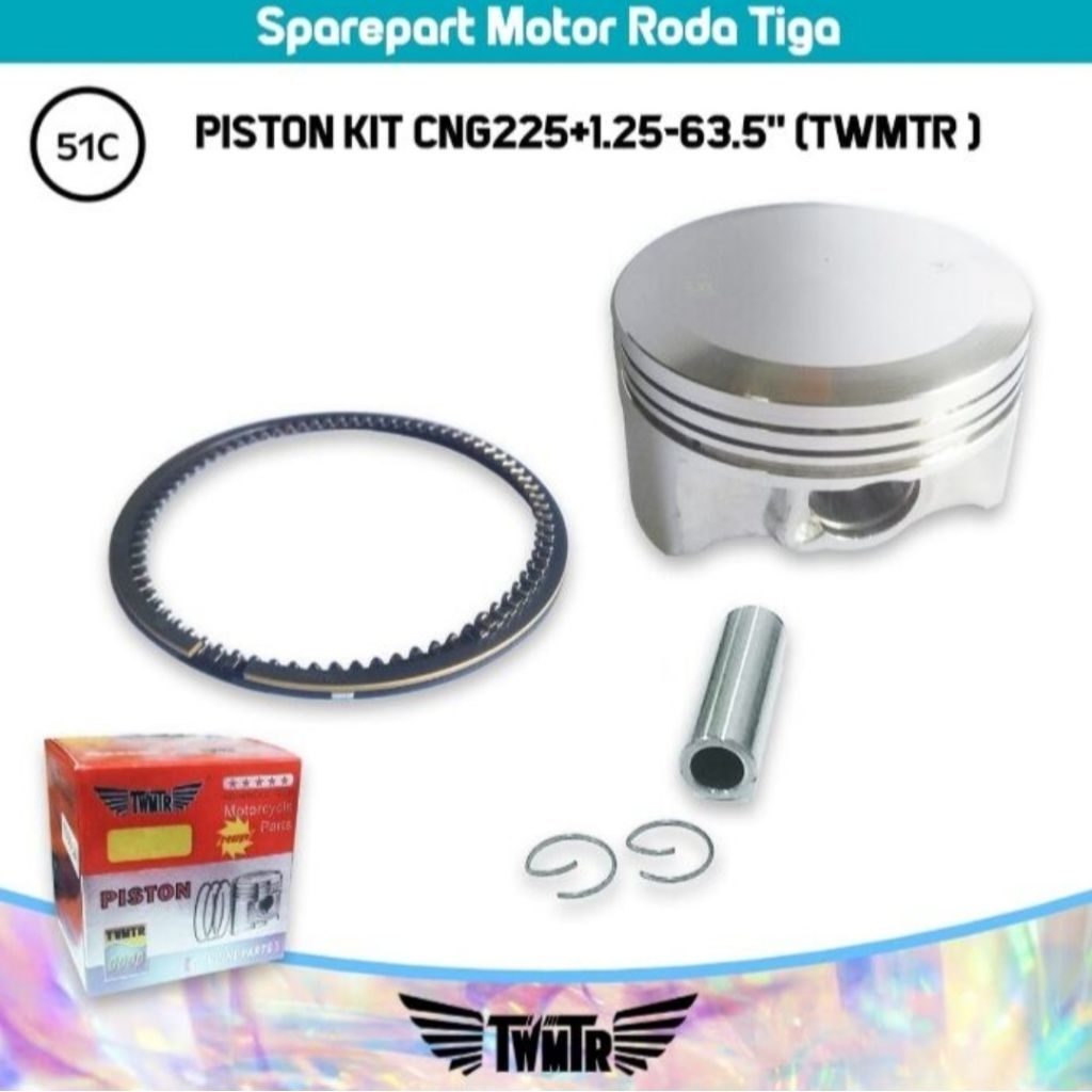 Piston kit CNG 225 +1.25-63.5" (51C) Sparepart Roda Tiga