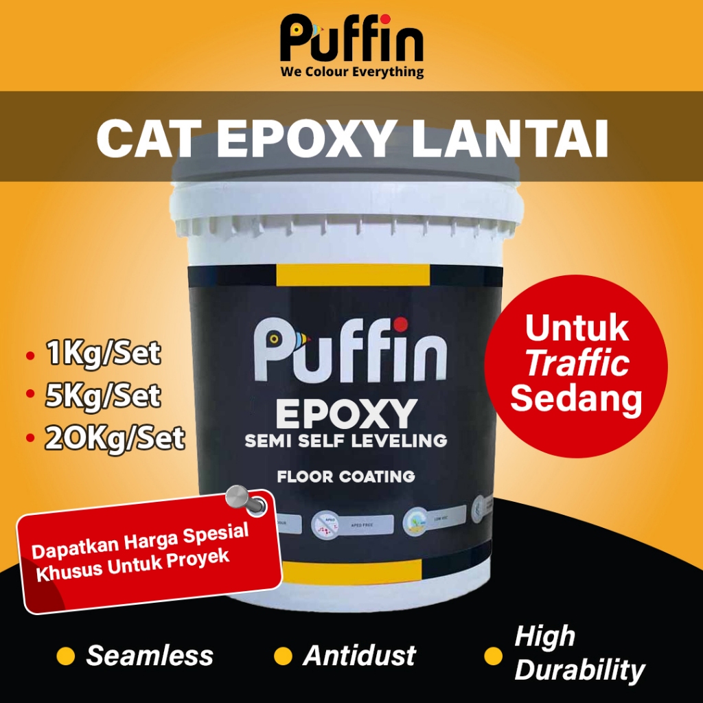 Cat Epoxy Lantai Puffin Epoxy SEMI SELF LEVELLING - SSL 1 & 5 Kg Set