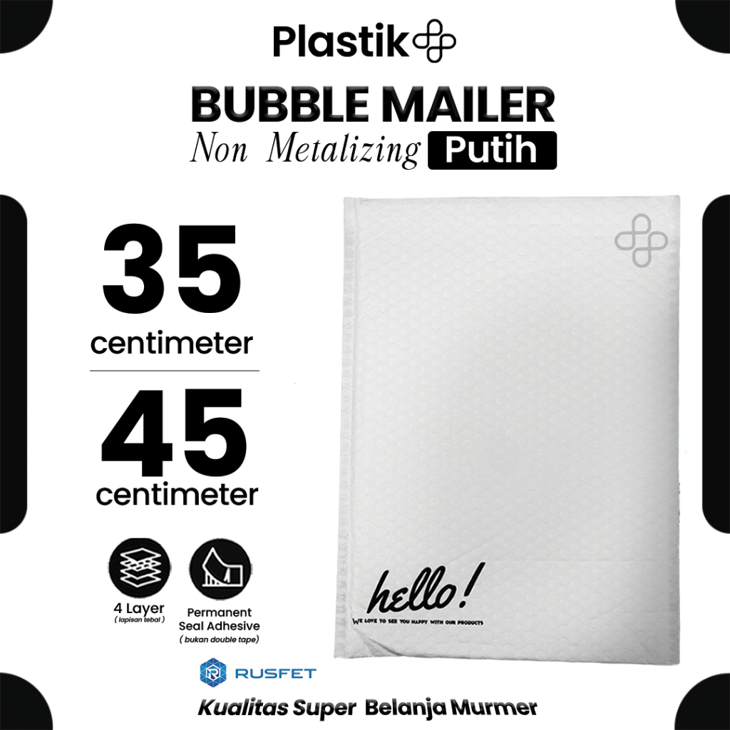 

Amplop Bubble Envelope Mailer Putih 35 x 45 cm Premium Solid Color Rusfet Harga Satuan