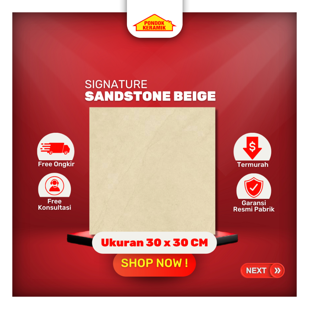 Keramik Lantai Signature 30x30 Sandstone Beige Matte Cream