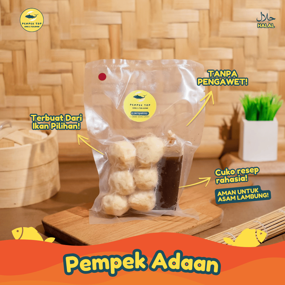 

Pempek Adaan Palembang Asli Isi Tenggiri | Kenyal Enak | Frozen Food Praktis Tinggal Goreng