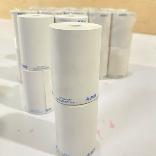 

KERTAS KASIR STRUK THERMAL BCA 1 PLY 58/57x40 mm paket (10 roll) Printer Bluetooth dan edc. HASIL PRINT PASTI JELAS