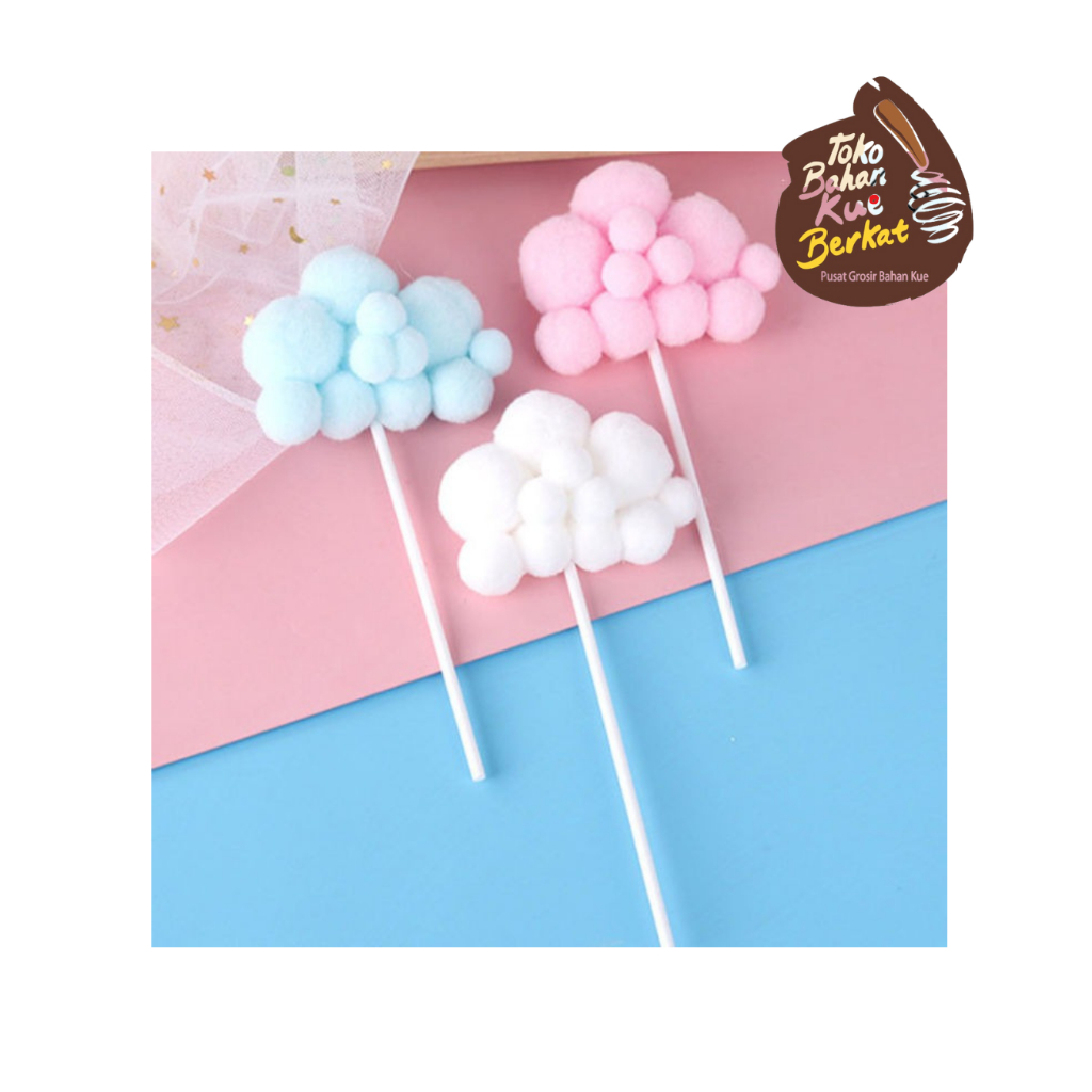 TOPPER AWAN POM POM/TOPPER KUE AWAN/CAKE TOPPER/MAINAN