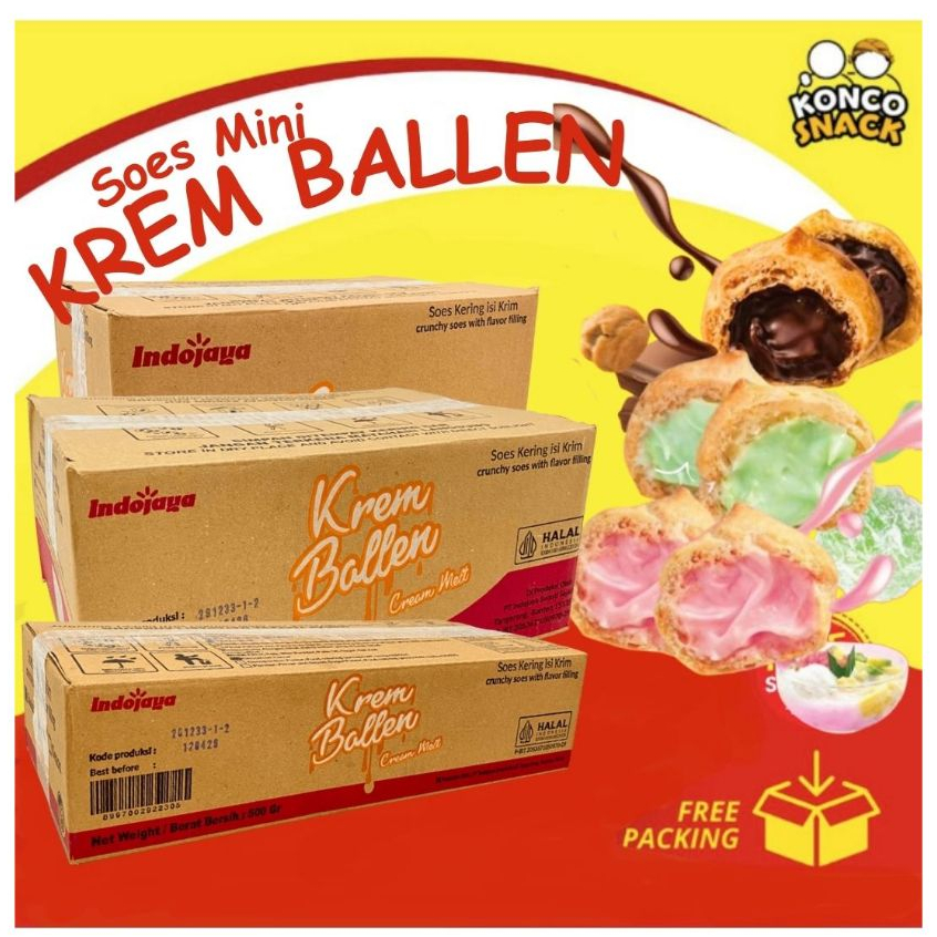 

Kue Sus / Soes Kering Isi Krim Cokelat, Klepon, Es Teler 500gr ,1kg dan 2kg - Indojaya Soes, Merk Krem Ballen