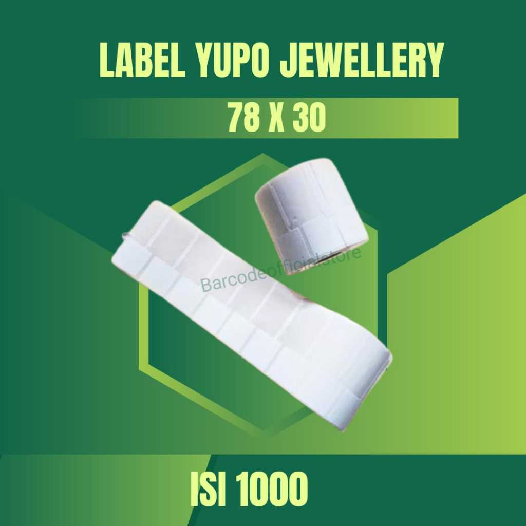 

Label Barcode Perhiasan Yupo 78 x 30 Jewellery Kertas Sticker Jewelry isi 1000