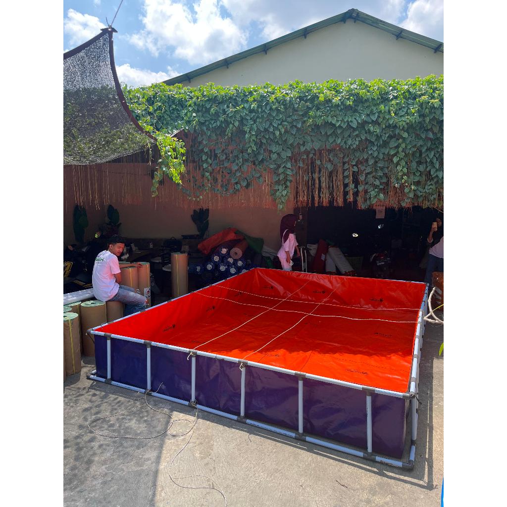 Sanstore05 Kolam Terpal Ikan Fullset Rangka Pralon Ukuran 300X400X50 / 3X4X0,5 Rangka Pralon Ukuran