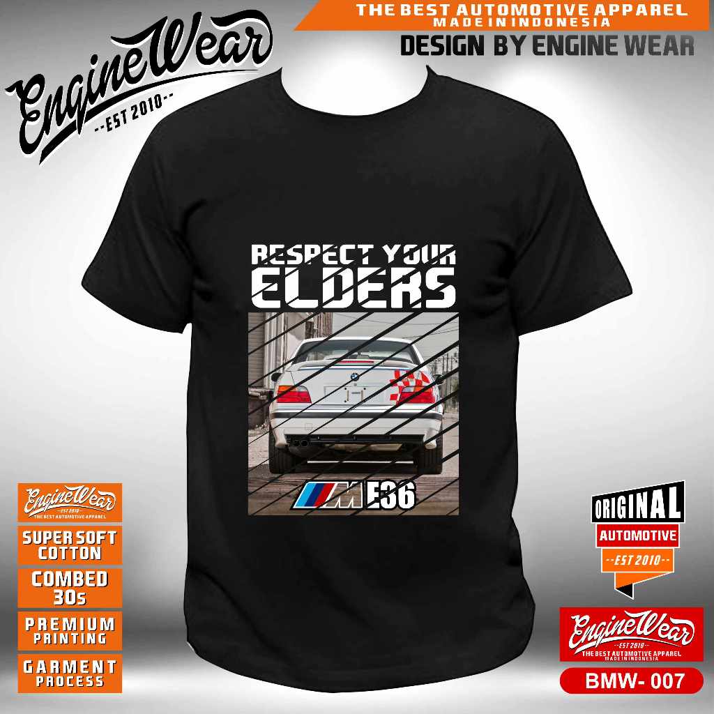 kaos BMW e36 e34 e30 e38 e90 e46 seri 7 tshirt bimmer m3 kaos otomotif mobil automotive baju balap s
