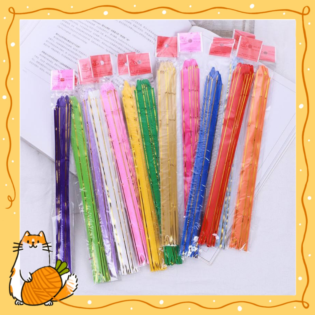 

(1 Pack isi10pcs) Pita Tarik Serut Lis Emas / Ukuran 18cm - 30cm - 50cm / Dekorasi Buket / Parcel Kado