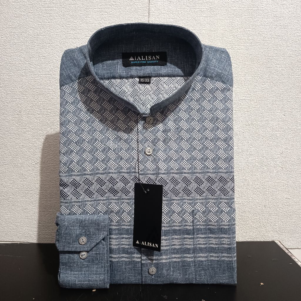 LENGAN PANJANG REGULER ALISAN Koko Fashion 00328 Biru/Abu