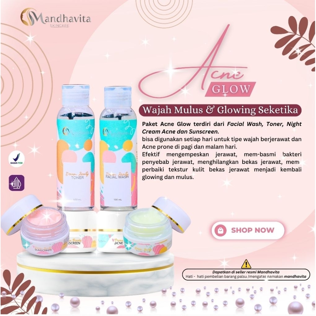 Paket Mandhavita Acne Glow ASLI ORIGINAL  ( READY )  BONUS SERUM.