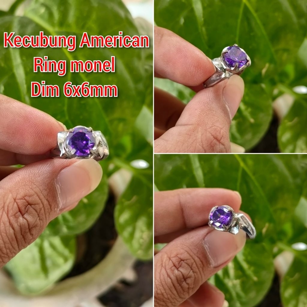 CINCIN WANITA BATU KECUBUNG CUTTING BULAT RING MONEL CEWEK