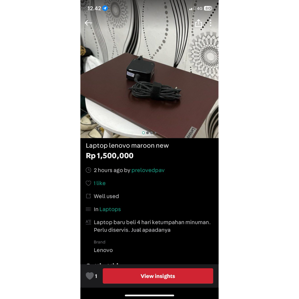 Preloved laptop lenovo