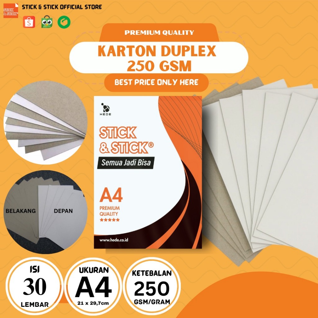 

Karton Duplex 250 gsm A4 Isi 30 Lbr Premium Quality