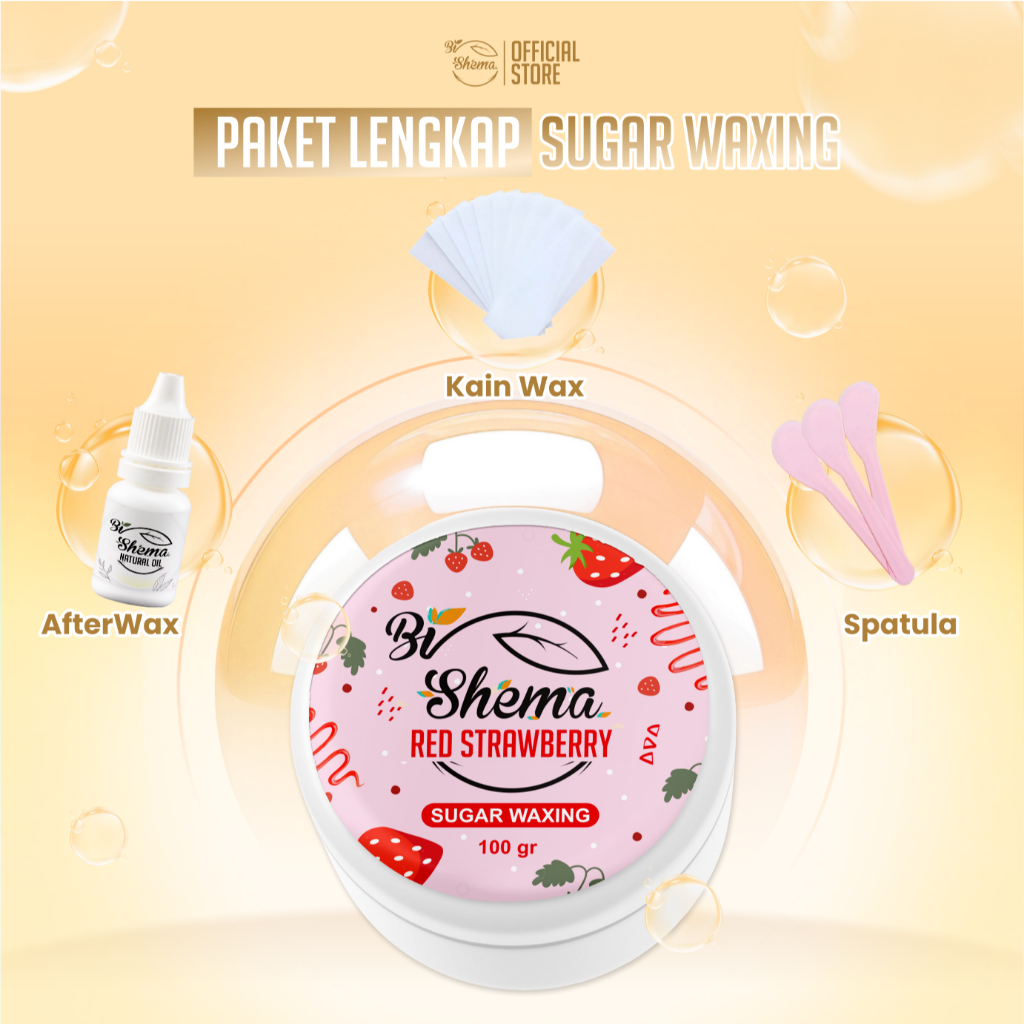 Bio Shema  BPOM Paket Lengkap Sugar Waxing + Serum Anti Iritasi + 8 Pcs Kain Wax + Spatula