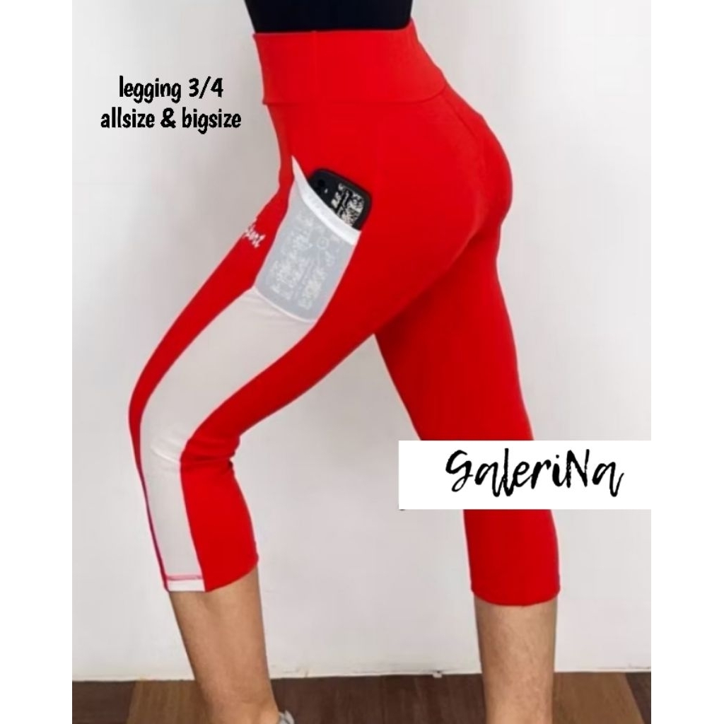 baju senam legging merah putih
