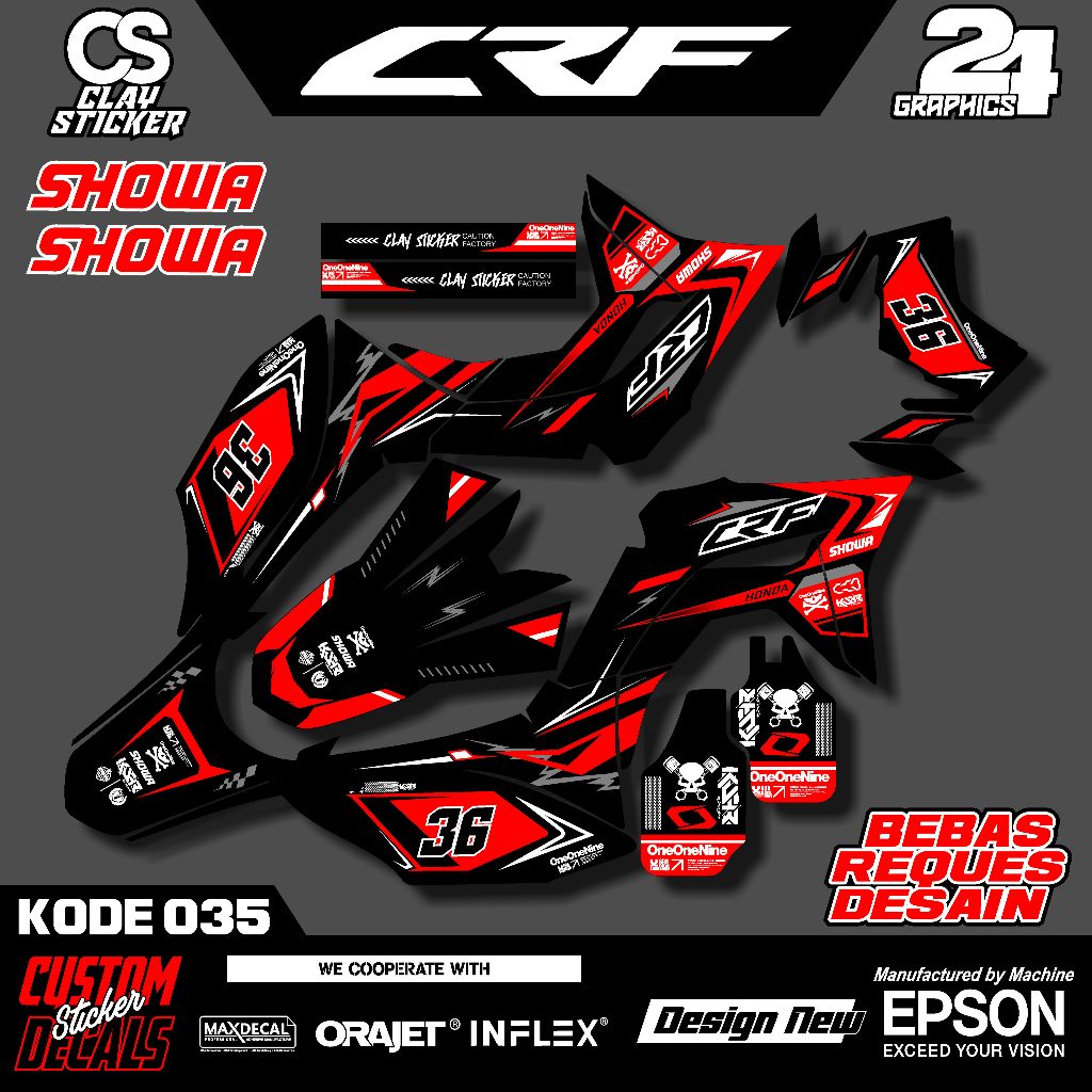 Decal Striping Motor CRF 150L Desain Keren– Bisa Custom – Bahan Tebal & Tahan Lama Kode 035
