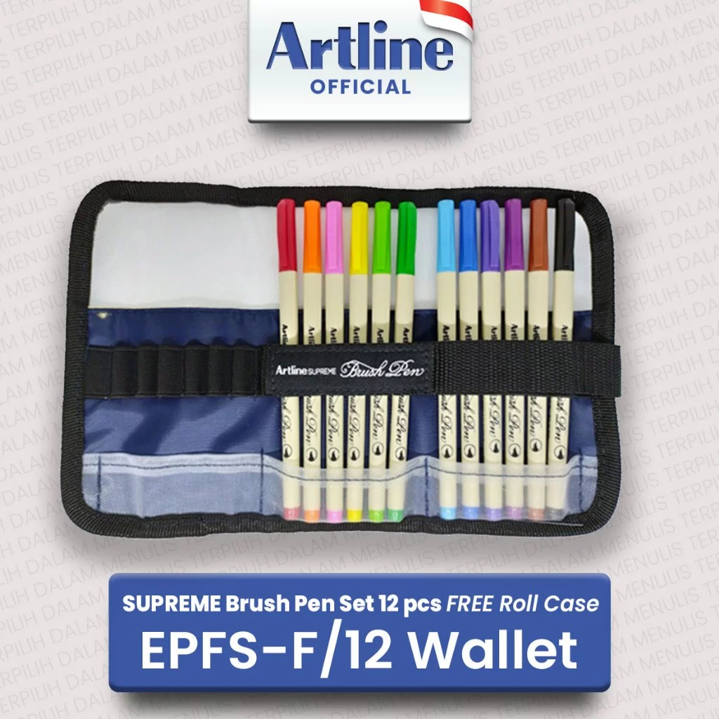 

(LIVE) ARTLINE SUPREME Pen Marker Kuas Sketsa Lettering Calligraphy SET 12 Warna GRATIS ROLL CASE EPFS-F/BP12RP1