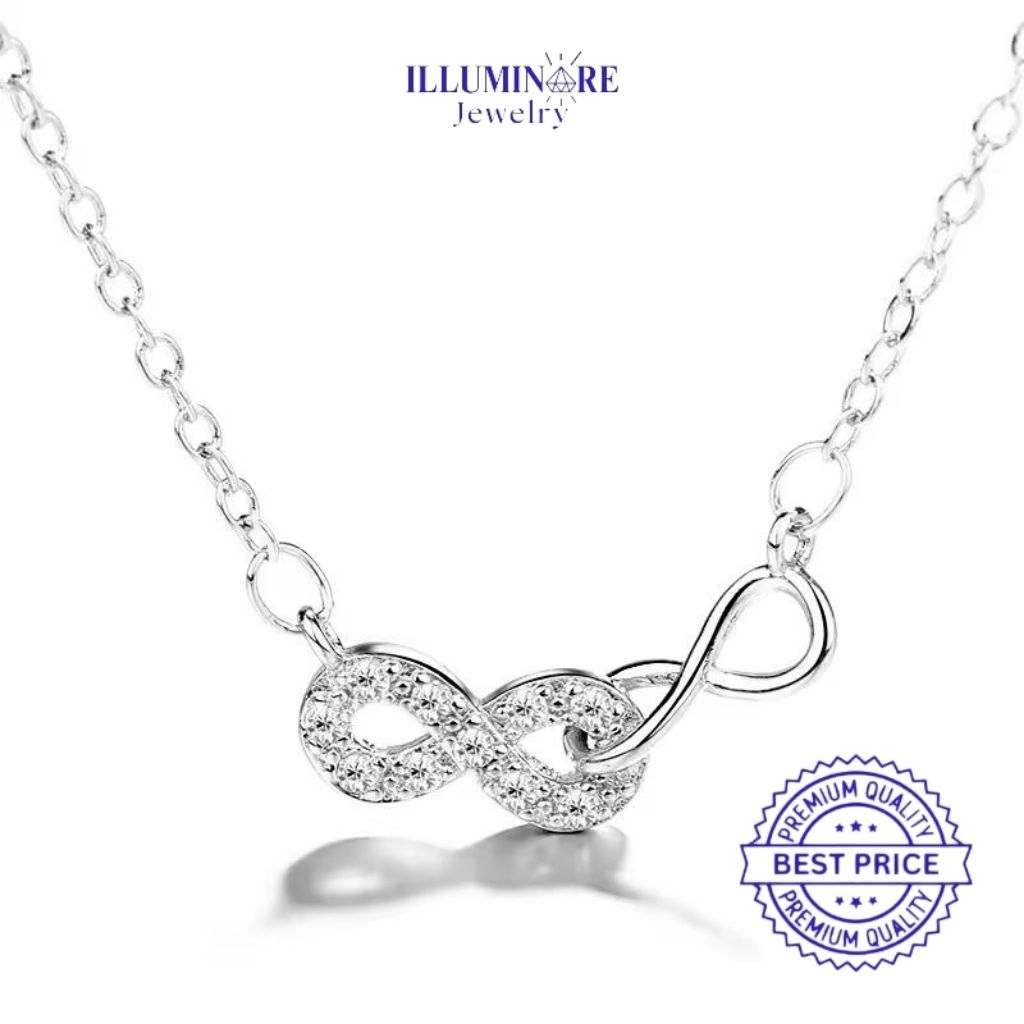 Illuminare-(100% Original) SM-NC02 Kalung Liontin Fashion Wanita Necklace Diamond Look Double Infini