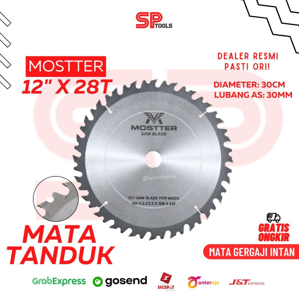 MATA GERGAJI SOMEL POTONG BELAH KAYU / CIRCULAR SAW BLADE TCT INTAN TANDUK 12" X 28T 12 INCH X 28 TE