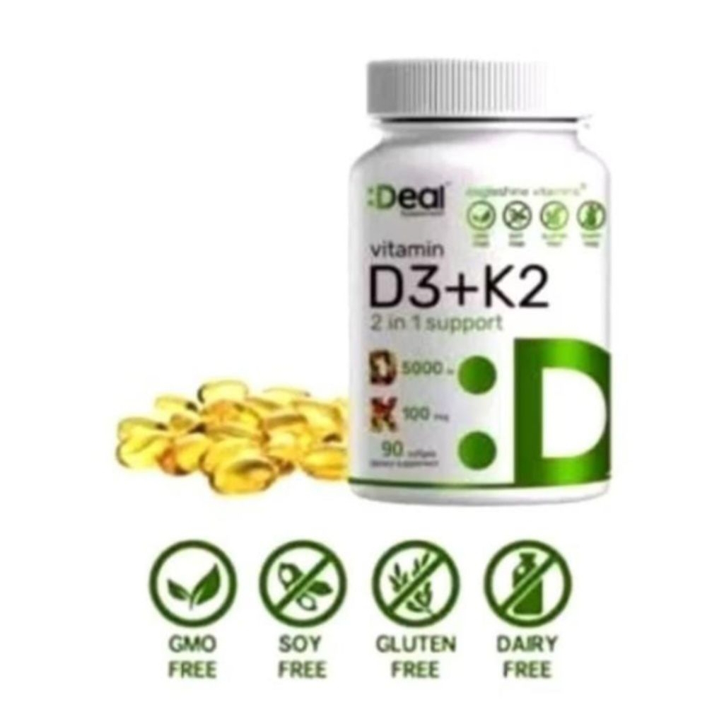 Deal Vitamin K2 + D3 2 in 1 Support D 5000iu K 100mcg 90 Softgel Original