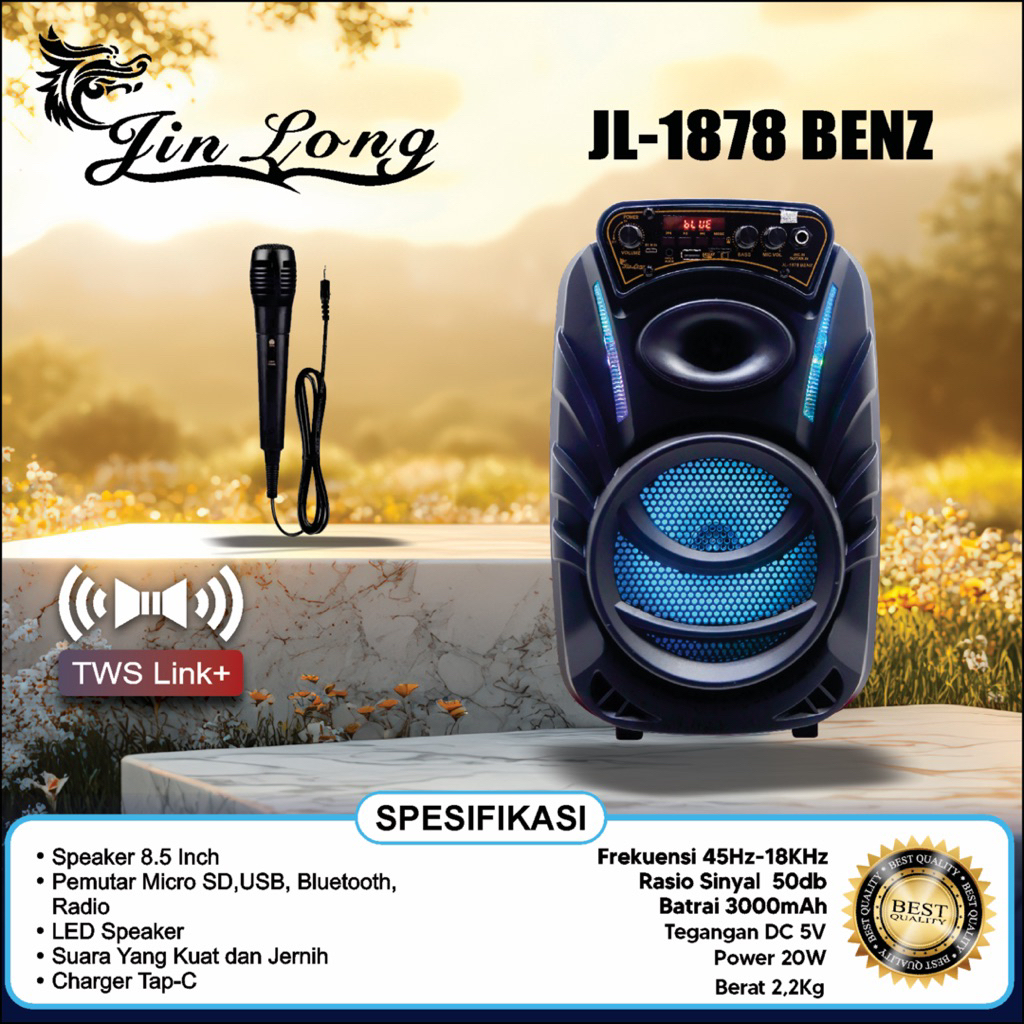SPEAKER SUPER BASS WIRELESS JINLONG JL 1878 BENZ