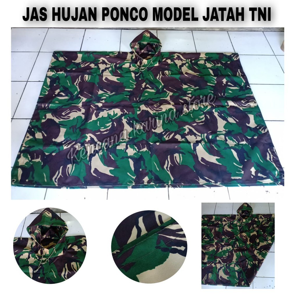 Ponco Loreng Jatah TNI Asli Bandung Raincoat - Jas Hujan Loreng Murah