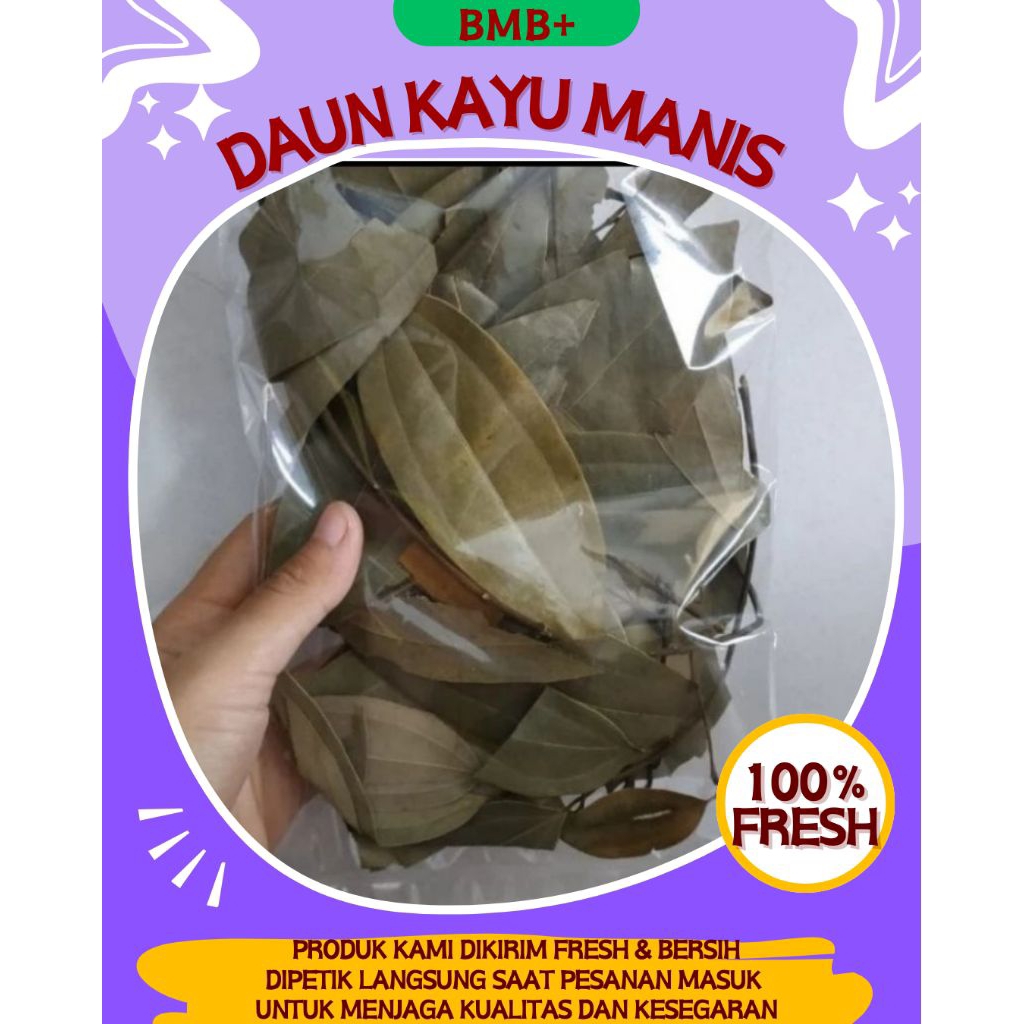

BMB+ Daun Kayu Manis Kering 250gr / Daun Kayu Manis Kualitas Terbaik / Daun Kulit Manis Segar