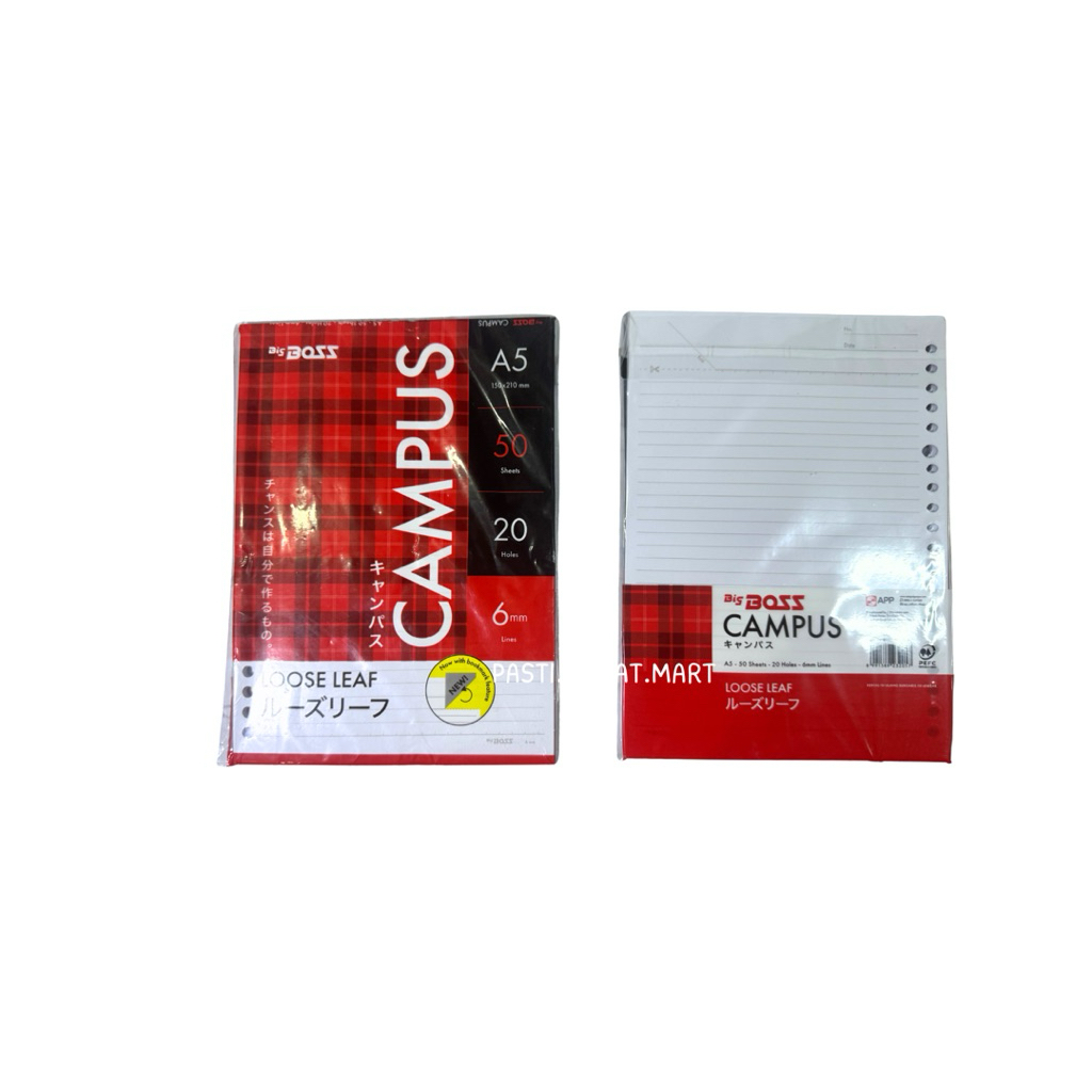 

BigBoss Kertas Loose Leaf A5 | Refil Kertas Binder A5 | Loose Leaf A5| 50 Lembar