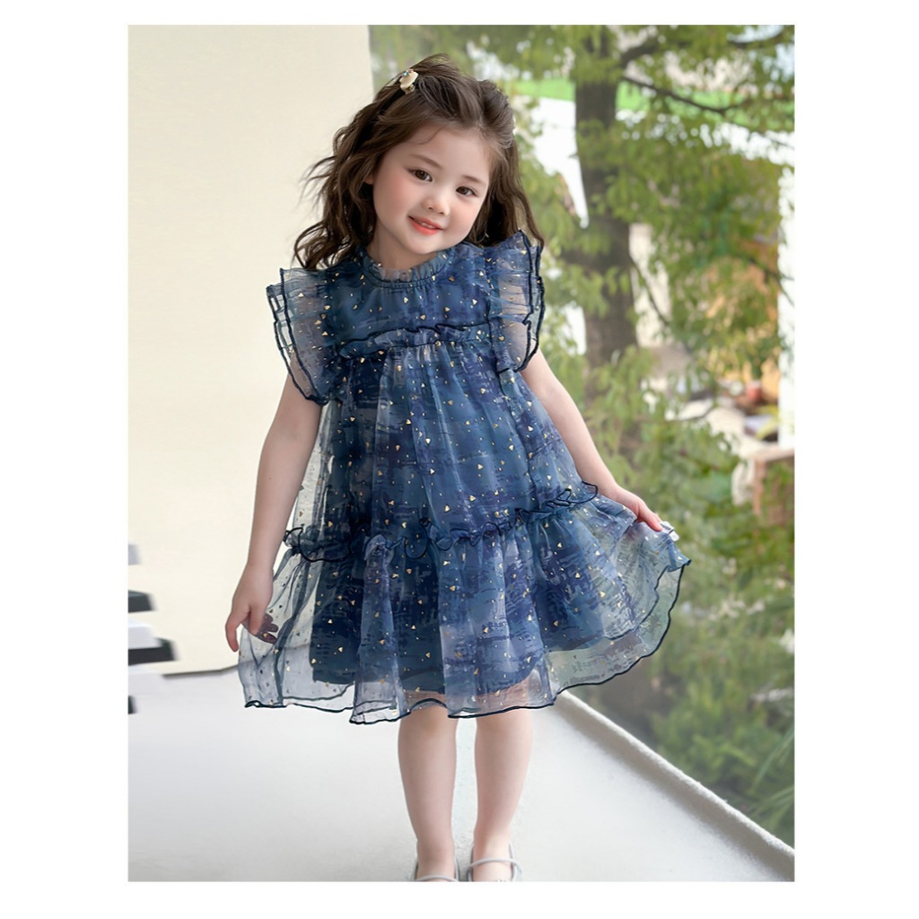 CACOA (1-7 TAHUN) Dress Tulle Anak Perempuan Gaun Pesta Ulang tahun Navy Biru Tua High Quality 77390