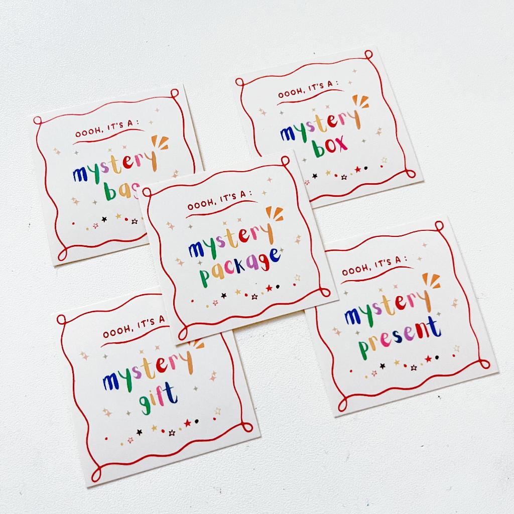 

[ , ] 14pcs Stiker Segel Mystery Bag, Box, gift Untuk Paperbag, Box, Kado