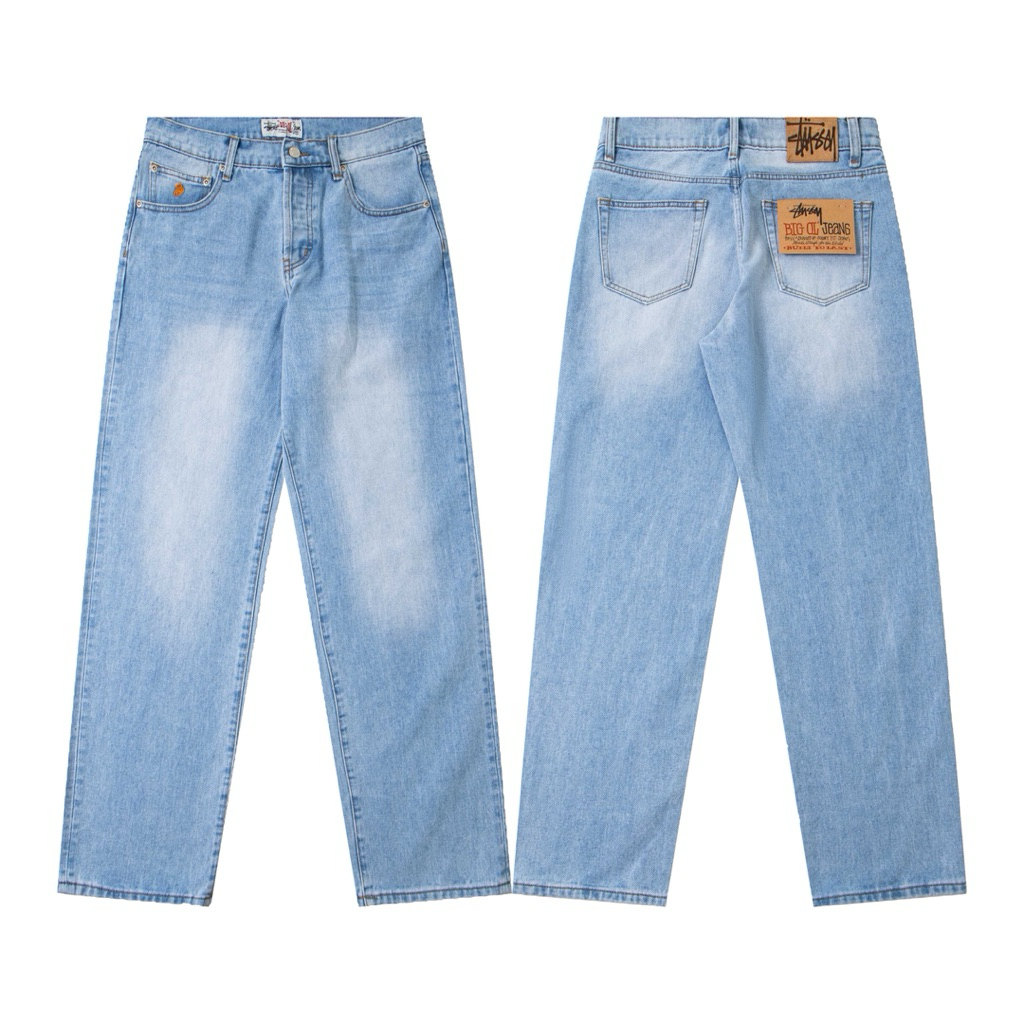 STUSSY BIG OL JEANS Trousers Denim Long Pants Celana Panjang Jeans Light Blue