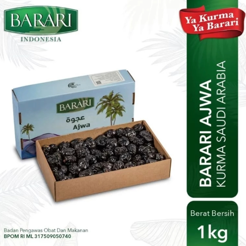 

BARARI Ajwa Kurma Arab 500gr Premium Dates High Quality Tekstur Lembut#Ajwa 1kg#