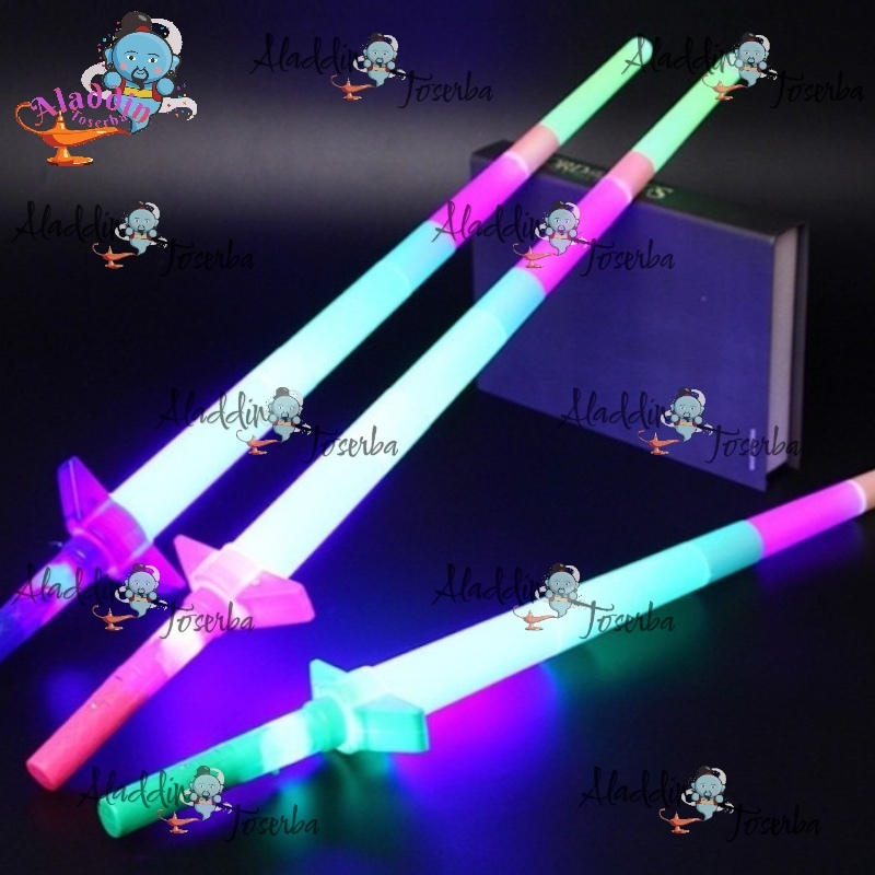MAINAN ANAK PEDANG PLASTIK LAMPU LED - MAINAN PEDANG LAMPU LED BISA PANJANG PENDEK - PEDANG ONGSROT 